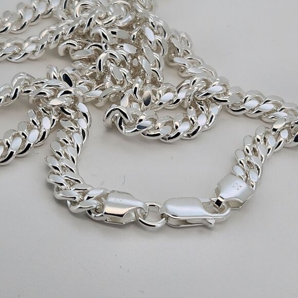 Elegant 925 sterling silver Miami Cuban Chain Necklace 22" C - Picture 4 of 7